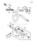 Muffler Diagram and Parts List for KLF185-A3 1987 Kawasaki 