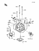 Cylinder Head Diagram and Parts List for KLF185-A2 1986 Kawasaki 