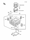 Cylinder/Piston, S Diagram and Parts List for KLF185-A2 1986 Kawasaki 