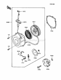 Recoil Starter Diagram and Parts List for KLF185-A2 1986 Kawasaki 