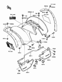 Front Fender, S Diagram and Parts List for KLF185-A4 1988 Kawasaki 