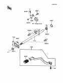 Gear Change Mechanism Diagram and Parts List for KLF185-A2 1986 Kawasaki 