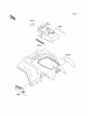 Decals, Red Diagram and Parts List for KLF220-A10 1997 Kawasaki 