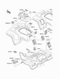 Labels Diagram and Parts List for KLF220-A14 2001 Kawasaki 