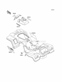 Decals, Green Diagram and Parts List for KLF220-A14 2001 Kawasaki 