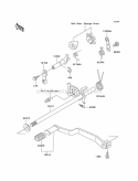 Gear Change Mechanism Diagram and Parts List for KLF220-A14 2001 Kawasaki 