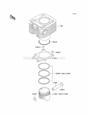 Cylinder/Piston, S Diagram and Parts List for KLF220-A15 2002 Kawasaki 