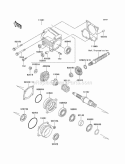 Front Bevel Gear Diagram and Parts List for KLF220-A10 1997 Kawasaki 