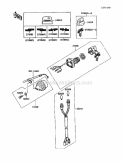 Ignition Switch Diagram and Parts List for KLF220-A5 1992 Kawasaki 