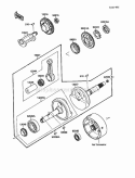 Crankshaft Diagram and Parts List for KLF220-A3 1990 Kawasaki 