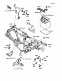 Battery Case Diagram and Parts List for KLF220-A3 1990 Kawasaki 