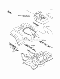 Decals, Gray Diagram and Parts List for KLF220-A7 1994 Kawasaki 