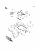 Decals, Red Diagram and Parts List for KLF220-A9 1996 Kawasaki 