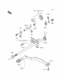 Gear Change Mechanism Diagram and Parts List for KLF220-A9 1996 Kawasaki 