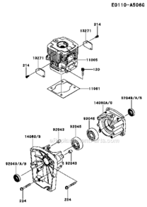 Part Location Diagram of 11005-2156 Kawasaki Cylinder-Engine