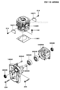 Page H Diagram and Parts List for KRB650B  Kawasaki Leaf Blower / Vacuum