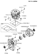 CylinderCrankcase Diagram and Parts List for KRB750B  Kawasaki Leaf Blower / Vacuum
