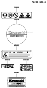 Label Diagram and Parts List for KRH300A  Kawasaki Leaf Blower / Vacuum