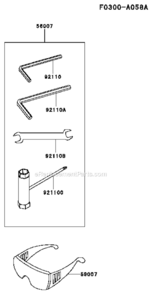 Tool Diagram and Parts List for KTF27B-A1  Kawasaki Trimmer