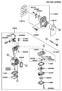 Part Location Diagram of 15004-2044 Kawasaki Carburetor Assembly