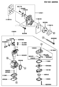 Part Location Diagram of 15004-2093 Kawasaki Carburetor