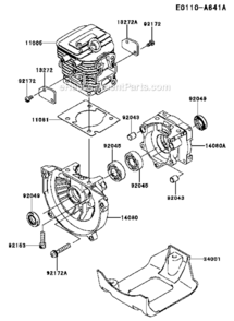 CylinderCrankcase Diagram and Parts List for KTFR27A  Kawasaki Trimmer