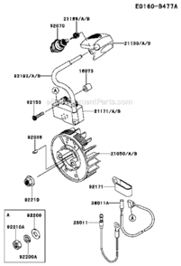 Part Location Diagram of 21050-2329 Kawasaki FLYWHEEL