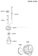 Page F Diagram and Parts List for TEX45D AG20 Kawasaki Engine