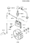 Page G Diagram and Parts List for TF022D DL40 Kawasaki Engine