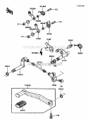 Gear Change Mechanism Diagram and Parts List for ZG1200-B5  Kawasaki 