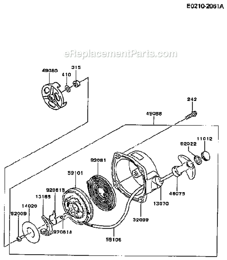 Page L Diagram and Parts List for TD048D AS00 Kawasaki Engine