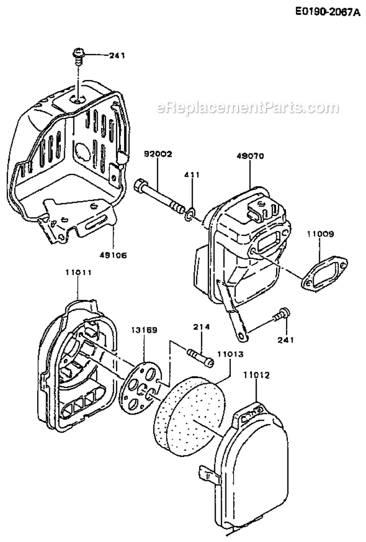 Page B Diagram and Parts List for TD048D AS00 Kawasaki Engine
