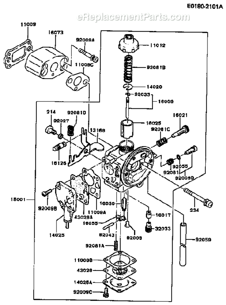 Page C Diagram and Parts List for TD048D AS00 Kawasaki Engine