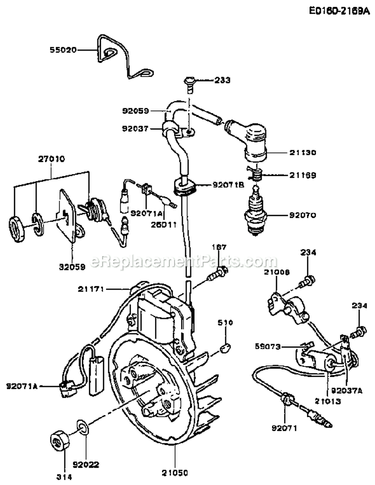 Page G Diagram and Parts List for TD048D AS00 Kawasaki Engine