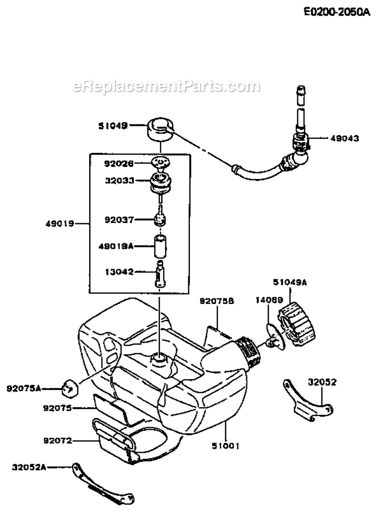 Page H Diagram and Parts List for TD048D AS00 Kawasaki Engine