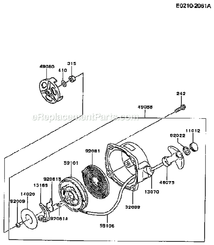 Page J Diagram and Parts List for TD048D AS01 Kawasaki Engine