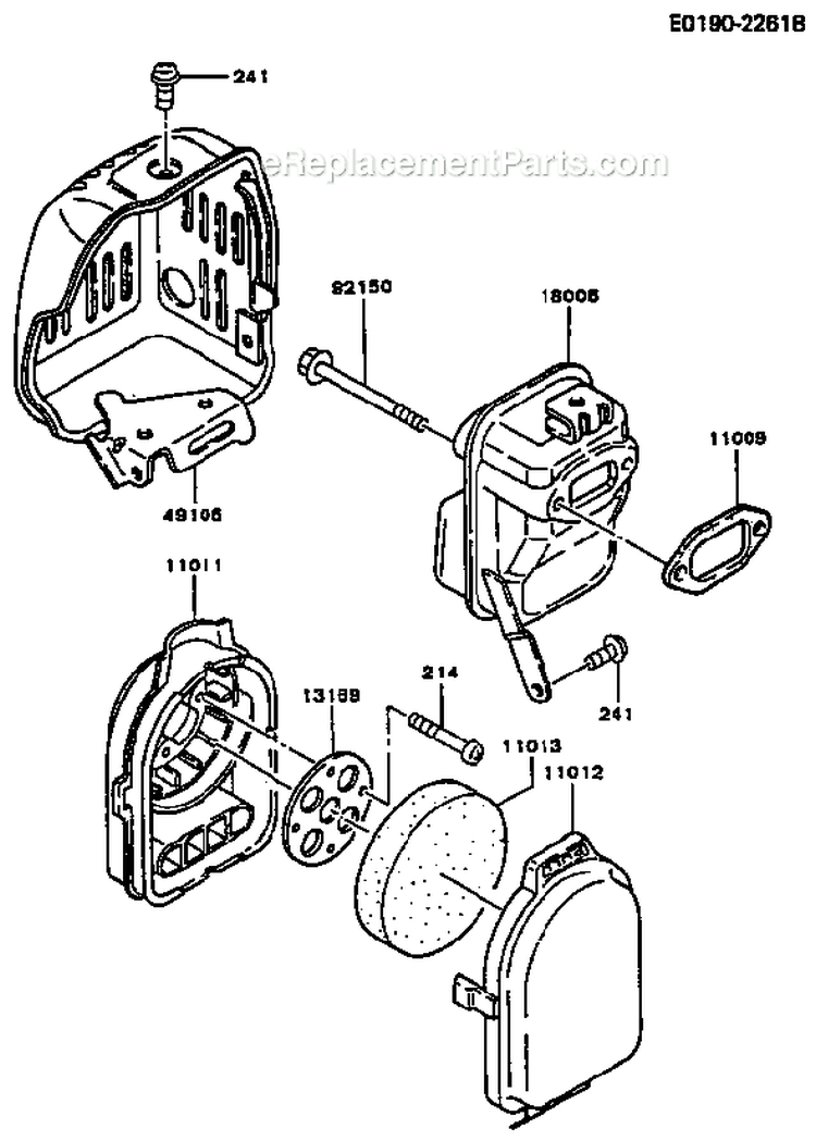 Page B Diagram and Parts List for TD048D AS01 Kawasaki Engine