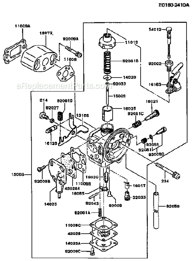 Page C Diagram and Parts List for TD048D AS01 Kawasaki Engine