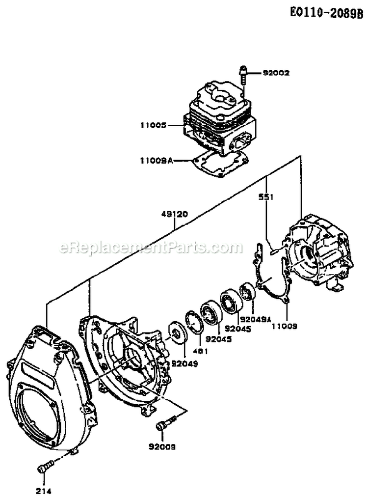 Page E Diagram and Parts List for TD048D AS01 Kawasaki Engine
