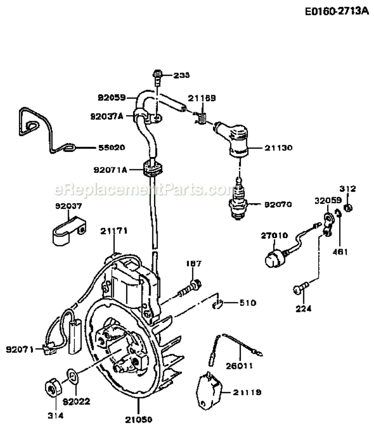 Page F Diagram and Parts List for TD048D AS01 Kawasaki Engine