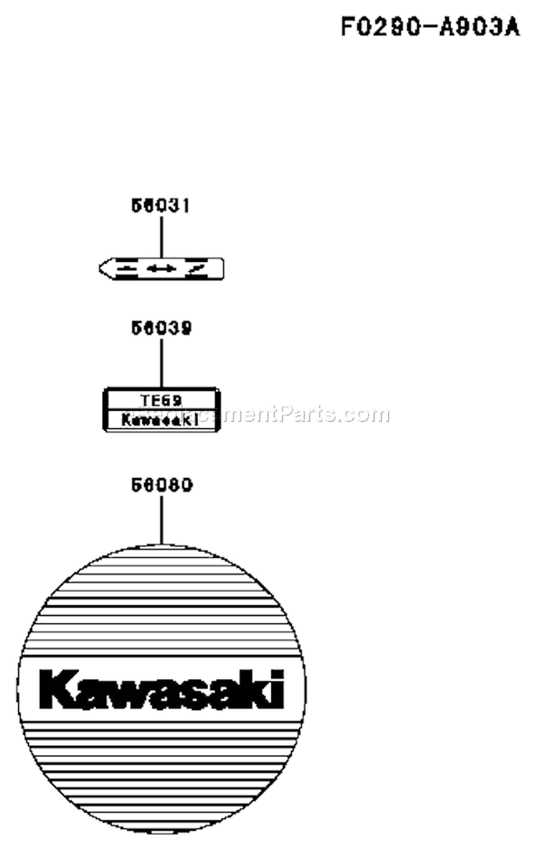 Page G Diagram and Parts List for TE059D BG22 Kawasaki Engine