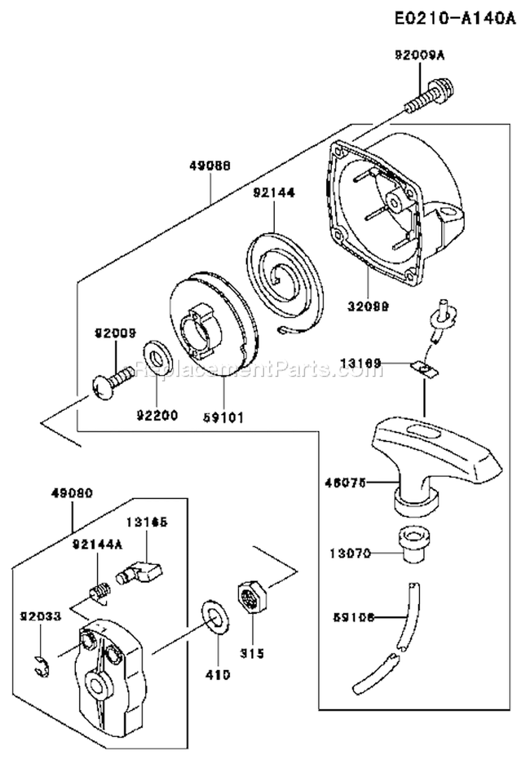 Page I Diagram and Parts List for TEX45D AG20 Kawasaki Engine