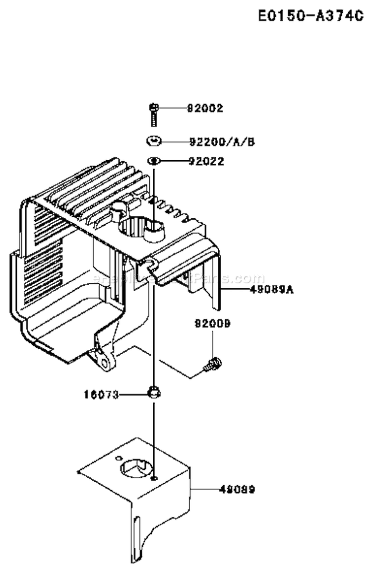 Page D Diagram and Parts List for TEX45D EC63 Kawasaki Engine