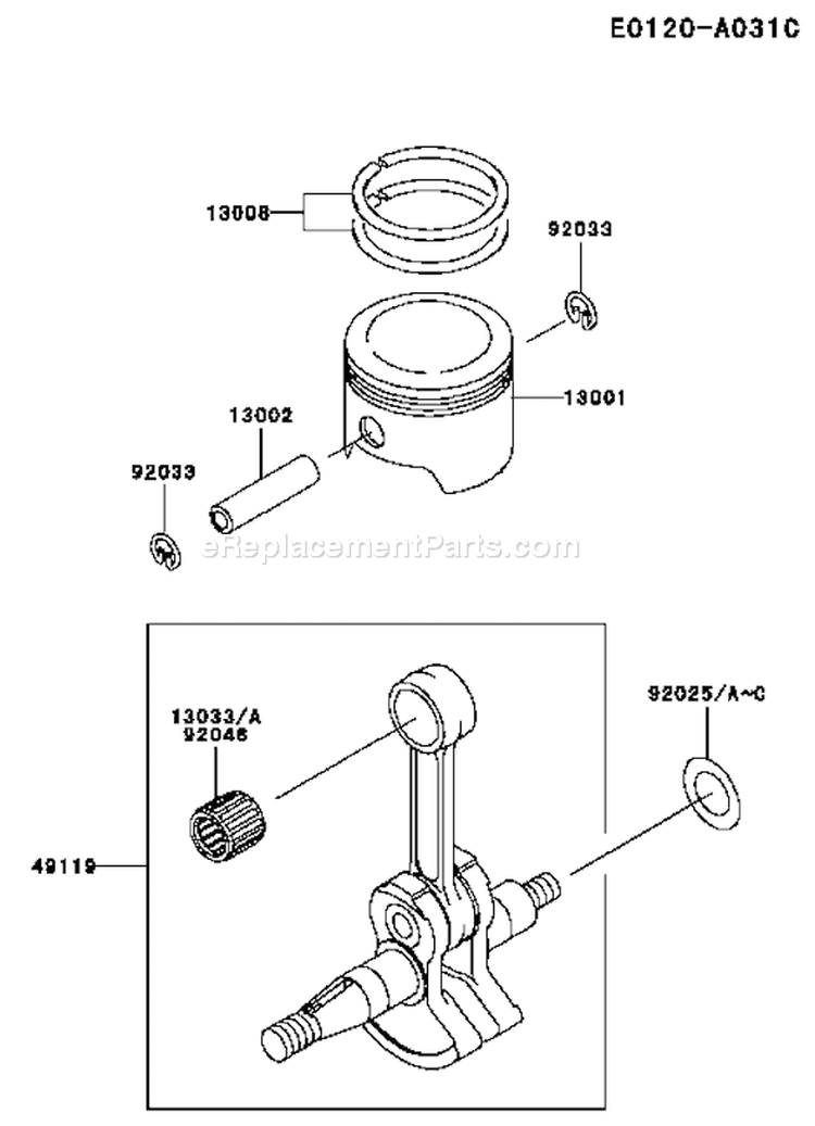 Page I Diagram and Parts List for TEX45D EC63 Kawasaki Engine