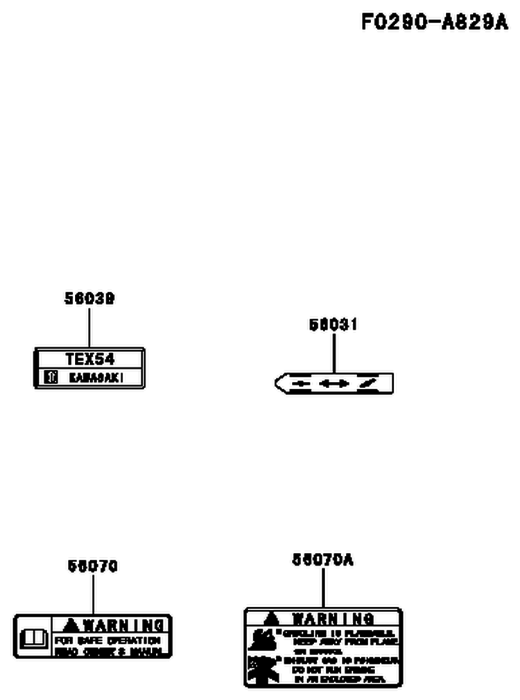Page H Diagram and Parts List for TEX54D BC55 Kawasaki Engine