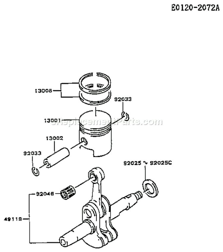 Page K Diagram and Parts List for TF022D AS00 Kawasaki Engine