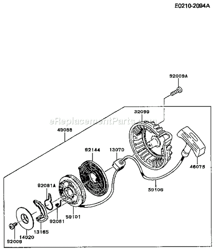 Page L Diagram and Parts List for TF022D AS00 Kawasaki Engine