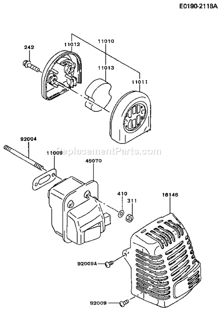 Page B Diagram and Parts List for TF022D AS00 Kawasaki Engine