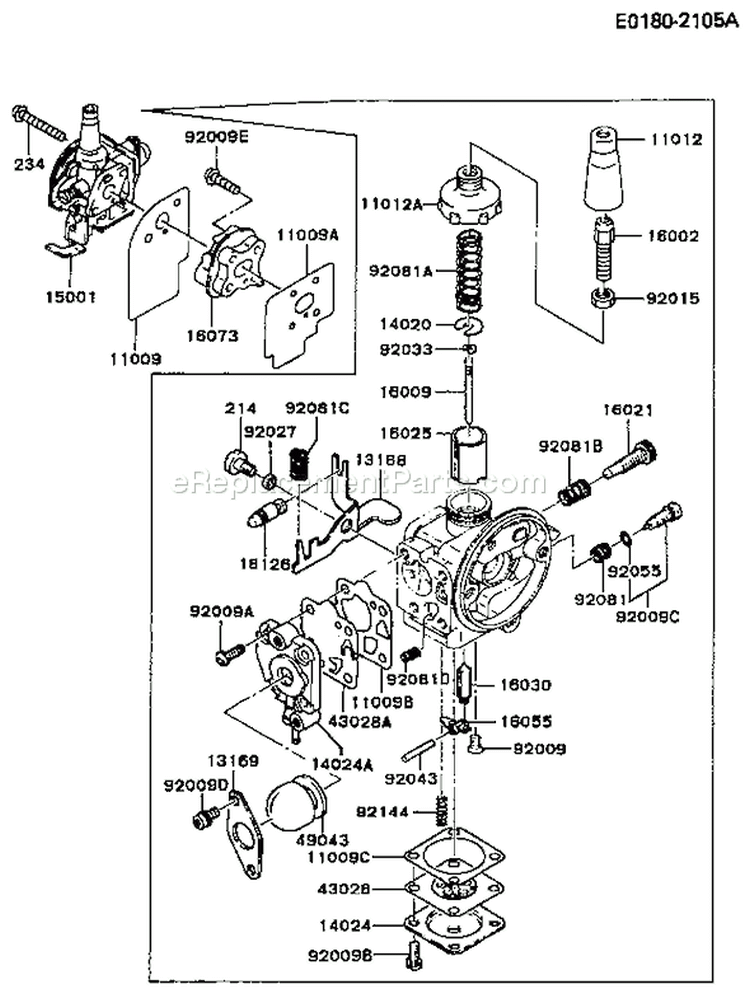 Page C Diagram and Parts List for TF022D AS00 Kawasaki Engine
