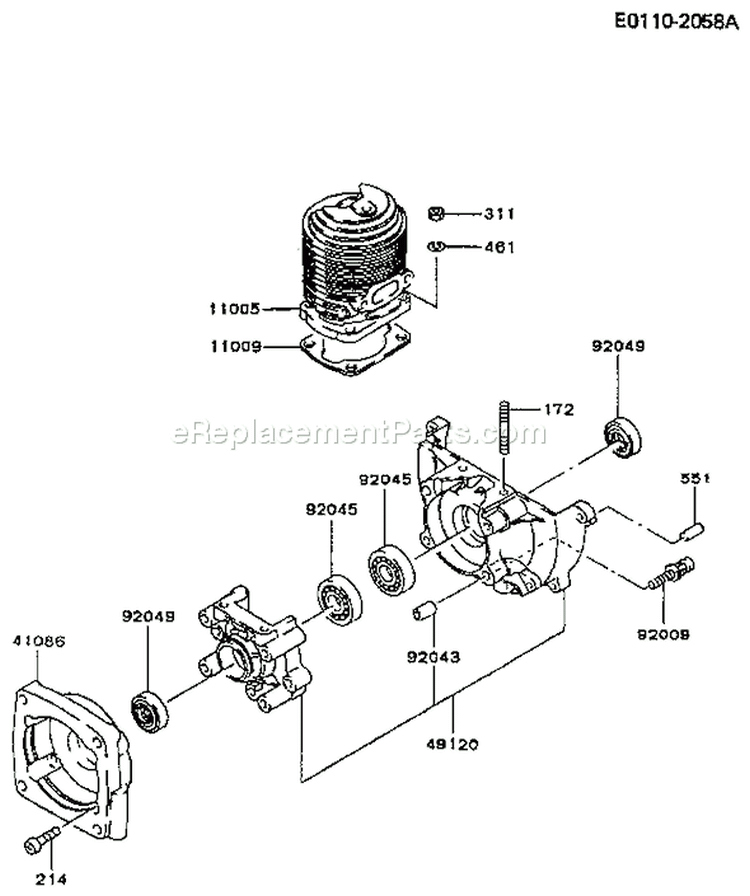 Page F Diagram and Parts List for TF022D AS00 Kawasaki Engine
